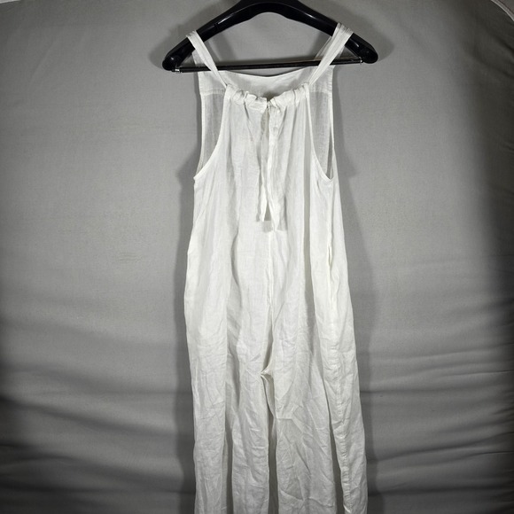NWT Haute Hippie Linen Blend Wide Leg Jumpsuit L White Resort Summer Beachwear - Picture 8 of 12